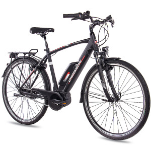 28 Zoll E-Bike City Herren CHRISSON E-ROUNDER mit 7 Gang Shimano Nexus BOSCH 400Wh schwarz-matt