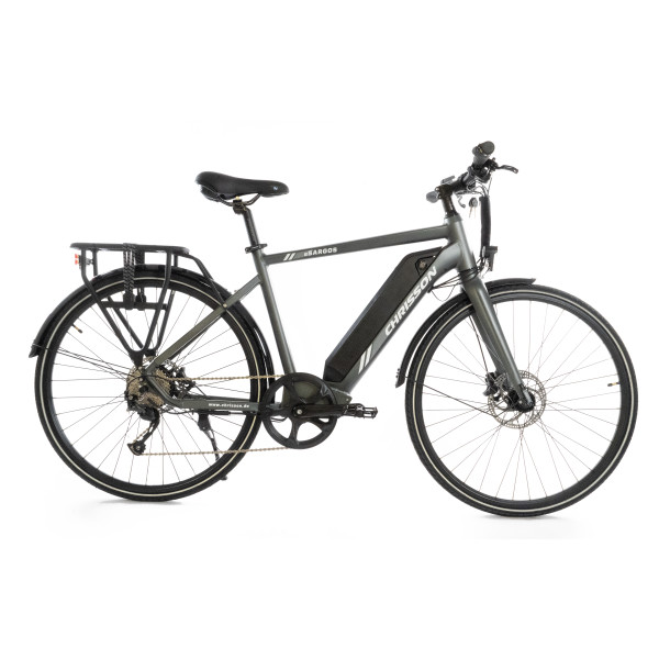 28 Zoll E-Bike eTrekkingbike Herrenrad CHRISSON eSARGOS Gent mit 9G SHIMANO 14Ah Samsung Dark Iron Grau
